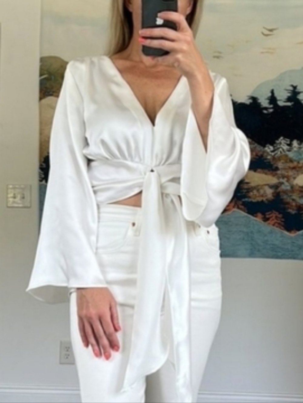 Zara Satin Effect Top White Size XS